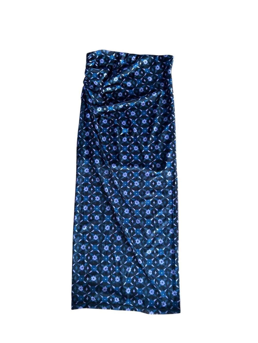 Free People Mesh Maxi Skirt Night Sky Floral Sheer Bodycon S